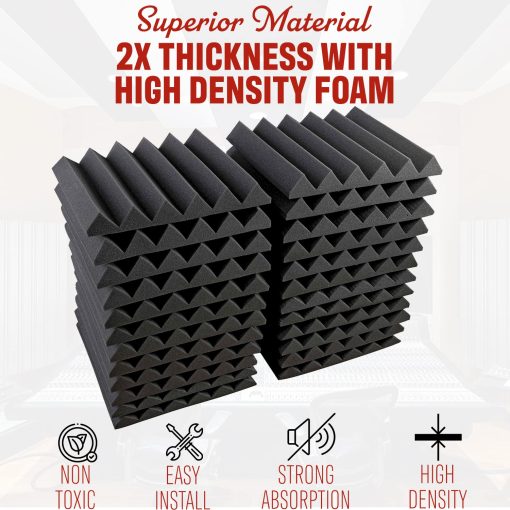 Paquete de 24 Paneles Acusticos de 2 Pulgadas A2S con Pegatinas Adhesivas - Ignifugos - Certificados por SGS - Paneles de Espuma Insonorizante - No Toxicos - Calidad Superior - Ideal para Insonorizacion de Hogar y Estudio - Alta Densidad - Imagen 6