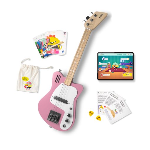 Guitarra Electrica Loog Mini para Ninos Principiantes con Amplificador Incorporado Edades 3+ Incluye Aplicacion de Aprendizaje y Lecciones