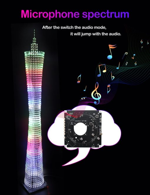Kit Electronico DIY iCubeSmart Led Canton Tower, Modelo de Cubo LED para Proyecto de Soldadura Hecho a Mano, 64 Circulos LED, Altura 1 Metro (GZT-64) - Imagen 4