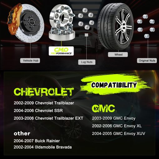 Customadeonly Separadores de Rueda Hubcentric de 1.5" 6x5 6x127 para Trailblazer 2002-2009, SSR 2004-2006 Compatible para Envoy 2003-2009 (2 piezas 78.1mm M12x1.5) Negro - Imagen 2