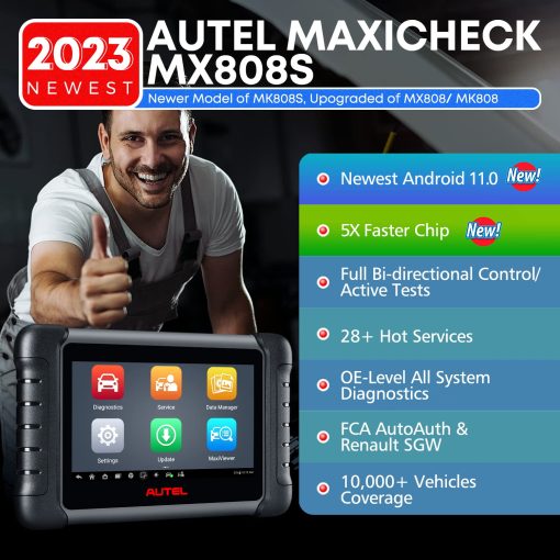 Autel MaxiCheck MX808S Escaner OBD2, 2024 Superfast OS 11, 3000+ Herramienta de Diagnostico Bidireccional, Ver. de EE. UU. de MaxiCOM MK808S MK808Z, Mejora de MX808 MK808 MK808BT, 28+ Reset, Escaneo de Sistemas Completos, FCA AutoAuth - Imagen 2