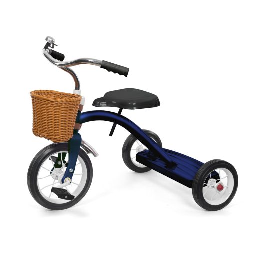 Triciclo clasico de metal para ninos y ninas de 2 a 4 anos, regalo para ninos y ninas, triciclo para ninos de 1 a 3 anos, resistente plataforma trasera, direccion deluxe y agarre ergonomico, para interior y exterior, azul
