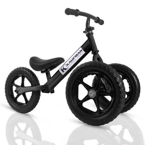 Triciclos Kaufman sin Pedales para Ninos de 1-3 Anos - 2 en 1 Triciclo y Bicicleta de Equilibrio para Ninos Pequenos - Triciclo de Aprendizaje para Interiores y Exteriores - Negro