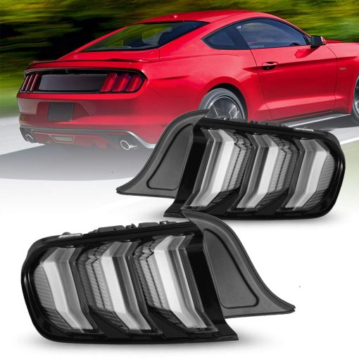 Nixon Offroad Juegos de luces LED traseras para Ford Mustang 2015-2023, Estilo europeo par de luces traseras LED para Mustang con senales de giro secuenciales, luces de freno/DRL LED, lados del conductor y del pasajero (Lente transparente)