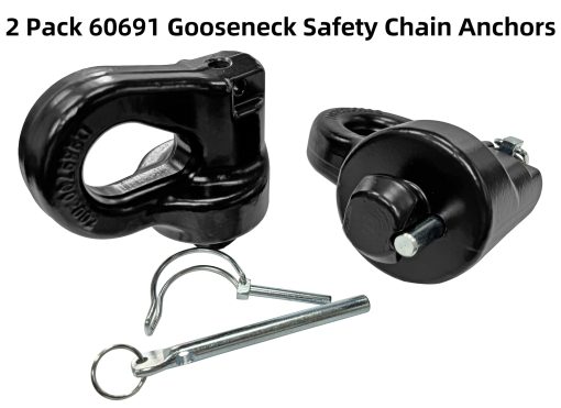 Anclajes de cadena de seguridad Gooseneck del sistema de puck, 30,000 lbs, para Select Silverado, Sierra 2500, 3500 HD, F-250, F-350, F-450, Compatible con Nissan Titan XD, Carbide Black, 2 PCS - Imagen 7