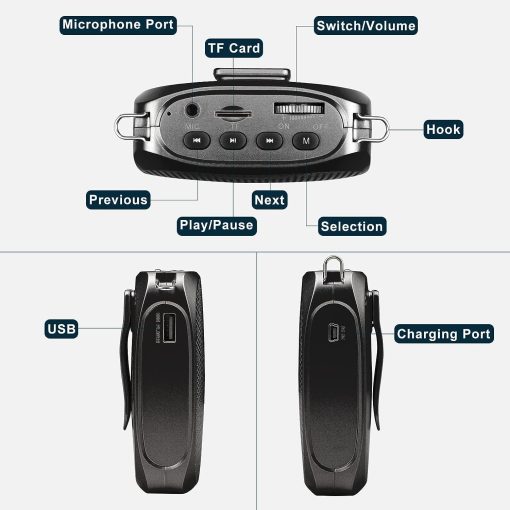 Amplificador de Voz Portatil SHIDU Microfono Personal para Hablar Sistema Pa Mini Recargable para Maestros Guias Turisticos Entrenadores Salon de Clases Canto Yoga Instructores de Fitness - Imagen 4