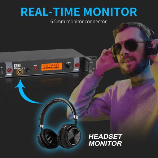 XTUGA RW2080 Sistema de Monitor Inalambrico de Oido Completo de Metal 2 Canales 4 Bodypack con en el Auricular Inalambrico Tipo Utilizado para Escenario o Estudio - Imagen 6