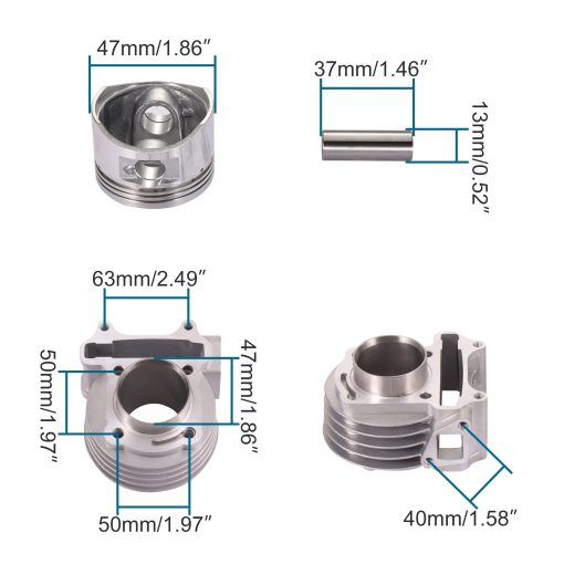 Kit de Cilindro de Gran Diametro de 47mm de Recambio para 80cc 4 Tiempos 139QMB GY6 ATV Go Kart Cuatrimoto Scooter - Imagen 3