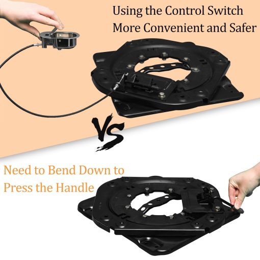 Base giratoria de asiento de alta resistencia HWHongRV con interruptor de control, base giratoria de asiento de chapa de acero de 3.0 mm 360 grados para RV Van Camper Barco Camion Autobus - Imagen 3