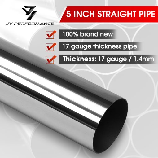 Tubo Recto de Escape Mandrel DIY Personalizable de 5 Pulgadas, Longitud de 47.3 Pulgadas, Tubo Recto Mandrel de 5'' OD, Acero Inoxidable T304, Ajuste Universal - Calibre 17 - Imagen 2