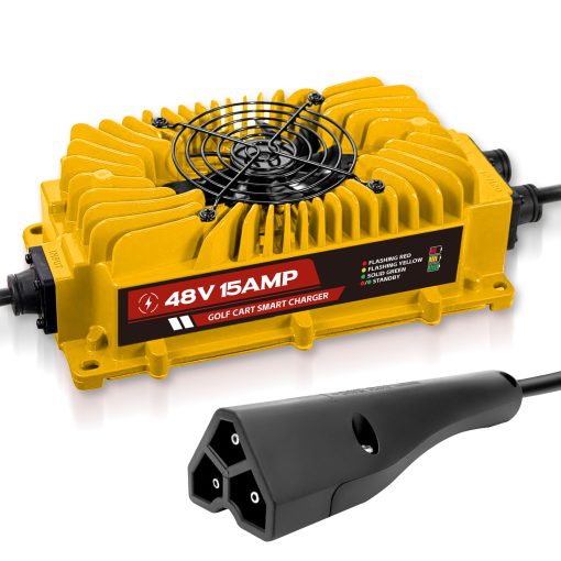 Cargador de Baterias para Carros de Golf de 48 Voltios con Enchufe Triangular 15 AMP 900W para EZGO TXT, Yamaha, Club Car