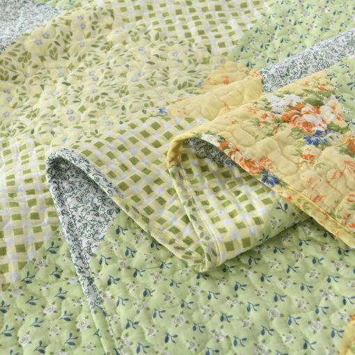 Colcha Verde Floral Queen Size 100% Algodon - Juego de Colcha de Granja Queen Size Reversible y Ligero Juego de Cama Queen Suave para Todas las Estaciones de 3 Piezas - Imagen 5