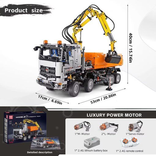 Set de Construccion de Grua de Camion Neumatico Mould King 19007 para Ninos, 2819 Piezas Bloques de Construccion Camion de Control Remoto APP Vehiculos de Construccion Modelo con Motor, Juguetes de Ingenieria STEM para Ninos de 8 anos+/Adulto - Imagen 6