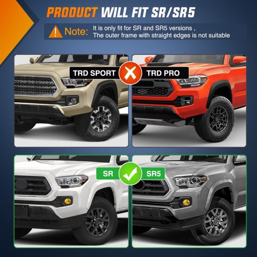 Nilight Conjunto de Luces Antiniebla Compatible con 2016 2017 2018 2019 2020 2021 2022 2023 Toyota Tacoma SR SR5 Modelo unicamente Lente Amarilla de Repuesto Lado del Conductor y del Pasajero, Garantia de 2 Anos - Imagen 2