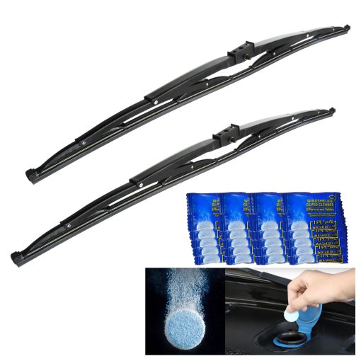 Juego de 2 Cuchillas Limpiaparabrisas de Montaje en Silla de Montar de 24" para Motorhome Vehiculo Recreativo RV y Autobus con 20 Tabletas Concentradas para Lavadora de Autos 16.5mm