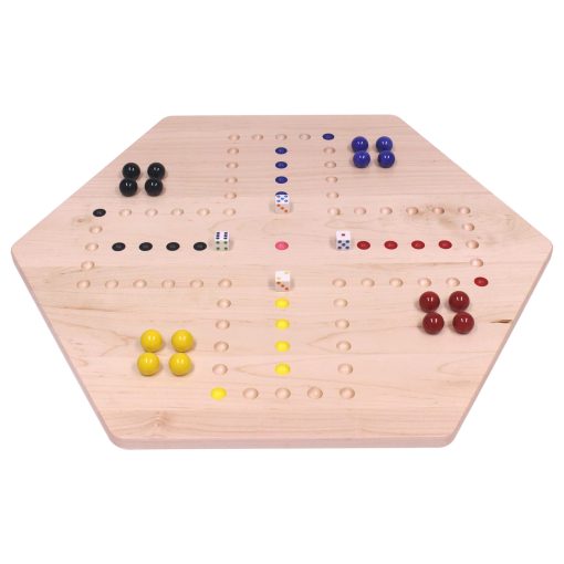 Tablero de juego de canicas de madera Wahoo de AmishToyBox.com - Grande 24" de ancho - Madera de arce macizo - Doble cara - con grandes canicas de 22 mm y dados incluidos - Imagen 5