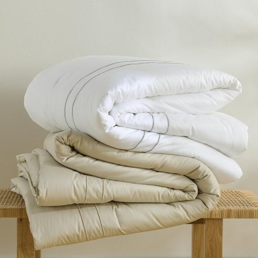 Juego de Edredon Queen SahSahCasa, Juego de Ropa de Cama Acolchado y Esponjoso, Edredon de Algodon 100%, Edredon de Saten con Bordado de Puntada, Edredon Ligero para Cama Queen Size, 90" x 90", 3 Piezas, Champagne Beige - Imagen 7