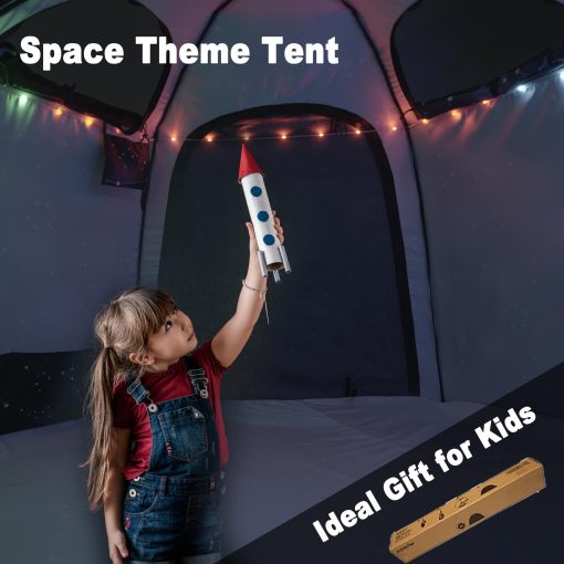 Tienda de campaña hexagonal portatil para niños con luces LED Tienda de juegos interior Casa de juegos para niños Facil montaje Tienda de ensueño para la noche. Tienda grande para 4-5 personas y regalos de cumpleaños - Imagen 8