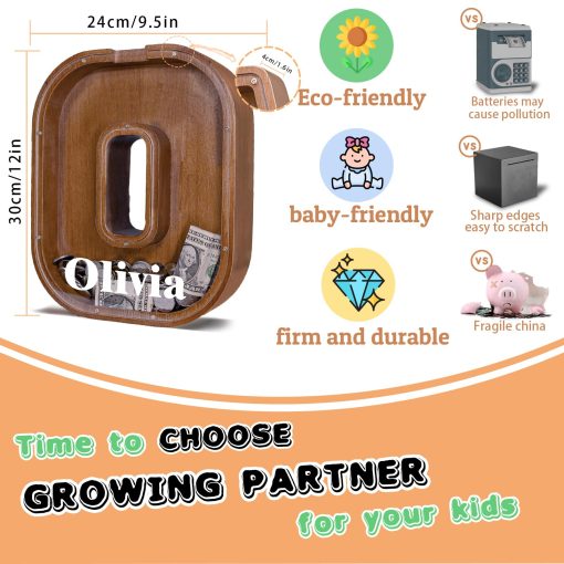 Hucha de Madera con Letra JOOMLAFLY para Ninos Hucha de Letra Grande para Ninos y Ninas Personalizada Hucha Inicial de Madera Hucha Infantil para Cumpleanos y Festivales - Imagen 5