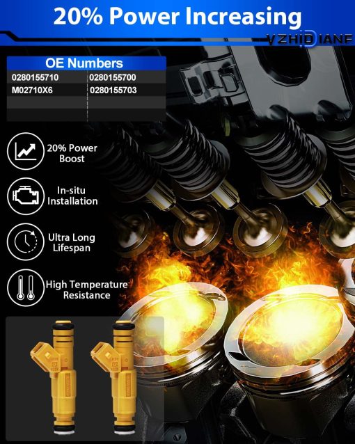Inyectores de Combustible Actualizados YZHIDIANF 0280155710 Compatible Con: - Jeep Wrangler Cherokee Grand Cherokee Comanche 4.0L 4 Agujeros 1987 1988 1989 1990 1991 1992 1993 1994 1995 1996 1997 1998 (6 PCS) - Imagen 4