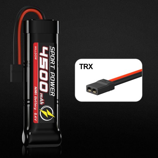 Bateria recargable Hilldow 8.4V 4500mAh NiMH con conector Traxas para coches RC 1/8 1/10, camiones, vehiculos de control remoto, buggies, barcos (paquete de 2) - Imagen 3