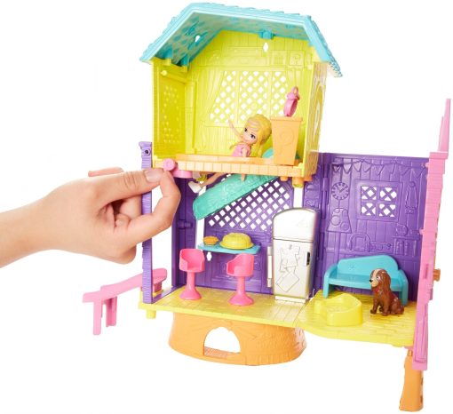 Clubhouse Super Secreto de Polly Pocket de 2 Niveles con Dormitorio, Cocina, Tobogan, Muneca Polly de 3 pulgadas, Figura de Perro Peaches, Sofa, Silla, Accesorios de Pastel; Para Edades de 4 y mas - Imagen 6