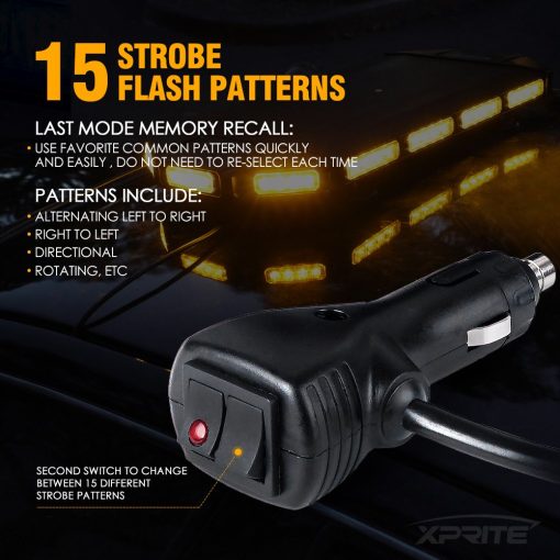 Xprite Barra de luz estroboscopica de emergencia ambar de 27", Black Hawk Luz de techo de seguridad LED de alta intensidad para camiones de remolque, vehiculos de construccion y patrullas de seguridad - Imagen 3