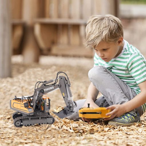 Juguete de Excavadora Control Remoto PREPOP para Ninos de 6-12 anos, Mejores Regalos de Cumpleanos para Ninos de 4-7, 8, 9, 10, 11 anos, Juguetes de Construccion con Pala de Metal, Luces, Sonidos 2.4Ghz - Imagen 6