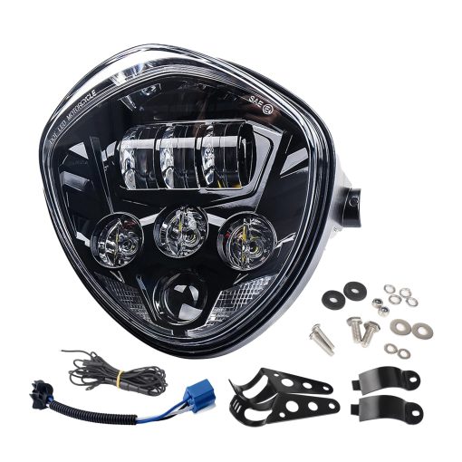 Faro Delantero LED de Motocicleta AVOUZ 7 pulgadas con Luces Blancas y Rojas de Marcha Diurna (DRL) con Soportes Universales para Motocicletas Compatible con Harley Davidson, Kawasaki, Ducati, Suzuki, Yamaha, Victory, Honda