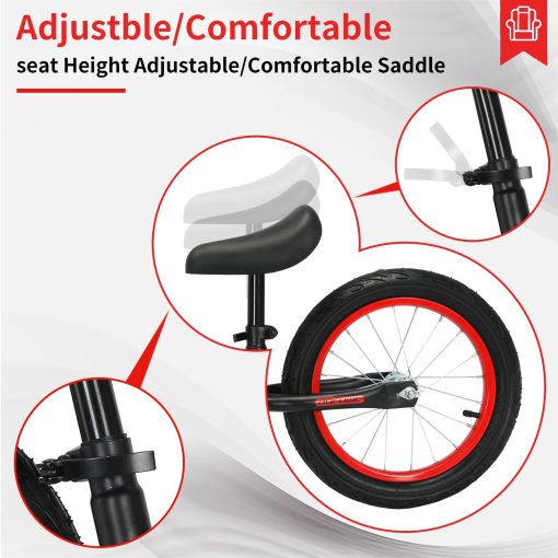 Bicicleta de Equilibrio Bueuwe de 16 pulgadas para Ninos y Ninas de 4 5 6 7 8 anos, Bicicleta sin Pedales para Ninos, Bicicleta de Entrenamiento para Ninos con Asiento Ajustable, Mejor Regalo, Negro - Imagen 4