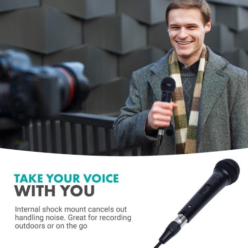 Microfono vocal dinamico Movo HV-M5 con montaje anti vibracion interno y parabrisas - Microfono dinamico compatible con XLR con adaptador de 6.35mm - Microfono profesional para cantar y grabar - Imagen 4