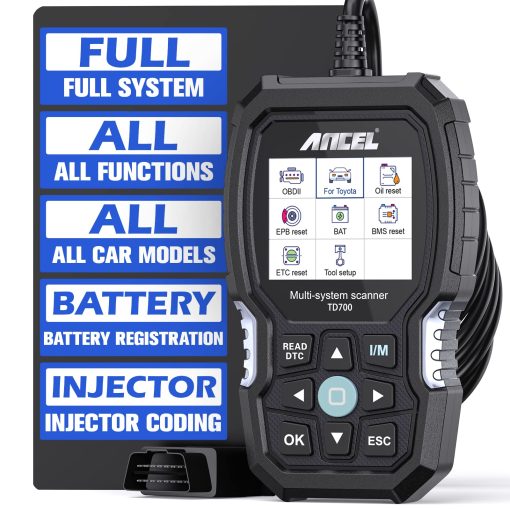 ANCEL TD700 Escaner OBD2 para Toyota Lexus Scion Herramienta de diagnostico de coche Todas las funciones Codigo de lector de sistema de transmision de temperatura de liquido de transmision TPMS Relearn ABS Disponible solo para algunos modelos