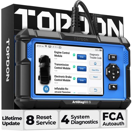 Escaner OBD2 TOPDON AD600S, Lector de Codigos, Escaner de Diagnostico para ABS/SRS/at/Motor, 8 Servicios de Reinicio, Reinicio de Aceite/Freno/BMS/SAS/DPF/TPMS/ABS Sangrado/Adaptacion del Acelerador, Actualizacion de Por Vida Gratis