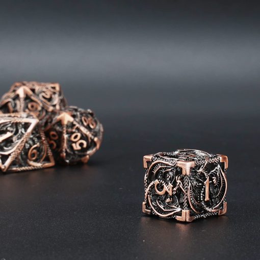 Conjunto de 7 dados huecos de metal para Dungeons and Dragons RPG MTG Juegos de Mesa D&D Pathfinder Shadowrun y Ensenanza de Matematicas, Gran Conjunto de Dados poliedricos D4,D6,D8,D10,D12,D20 multiples lados con Caja de Regalo - Imagen 8