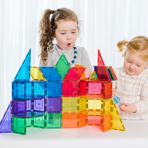Paquete geometrico de juguetes Learn & Grow, Juego de construccion de azulejos magneticos, Bloquea azulejos Juguete educativo de construccion STEM para ninos y ninas de 3+ anos - Imagen 2