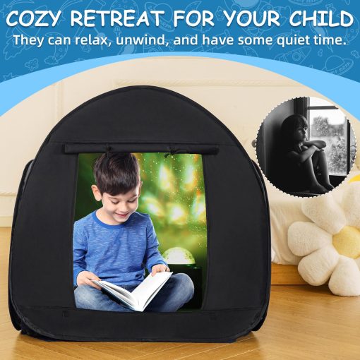 Tienda Sensorial para Ninos, Tienda de Apagon Total en Negro para Ninos, Relajate y Reduce la Ansiedad, Mejora la Concentracion, Tienda de Juego Portatil con Bolsa de Viaje, Rincon de Calma para Ninos - Imagen 2