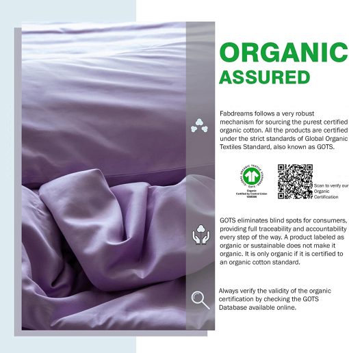 Juego de Sabanas de Tamano Queen 100% Algodon Organico de Fabdreams | Juego de Sabanas de 400 Hilos | Certificado GOTS | Algodon de Fibra Larga | Bolsillos Profundos Elasticos de hasta 17" | Suave, Sedoso y Brillante | Lila - Imagen 6