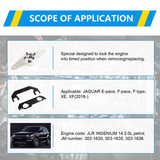 Kit de herramientas de bloqueo del tiempo del arbol de levas del motor ZKTOOL 2065 Compatible con Land Rover Discovery Sport Evoque 2.0T Jaguar F pace XE XF Motor de gasolina, JLR-303-1636 JLR-303-1625 JLR-303-1630 - Imagen 3