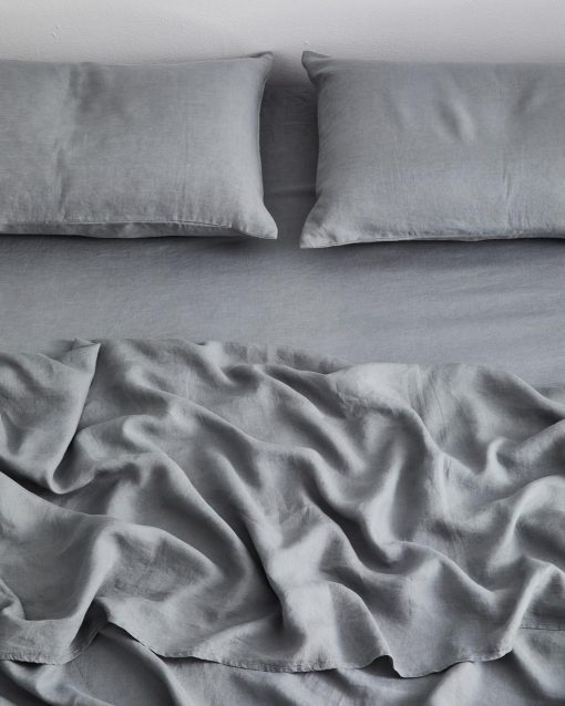 Sabana Ajustable de Lino Bed Threads - 100% Lino Frances - 170 GSM - Lujo y Eco-Amigable - Transpirable, Duradero y Suave - Solo Sabana Ajustable Individual - Lavable a Maquina - Tamano Completo - Mineral - Imagen 4