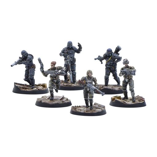 Modiphius Entertainment Ltd Fallout Wasteland Warfare: Hermandad del Acero - Patrulla de Combate - 6 Miniaturas, sin pintar, de 32mm, RPG - Imagen 2