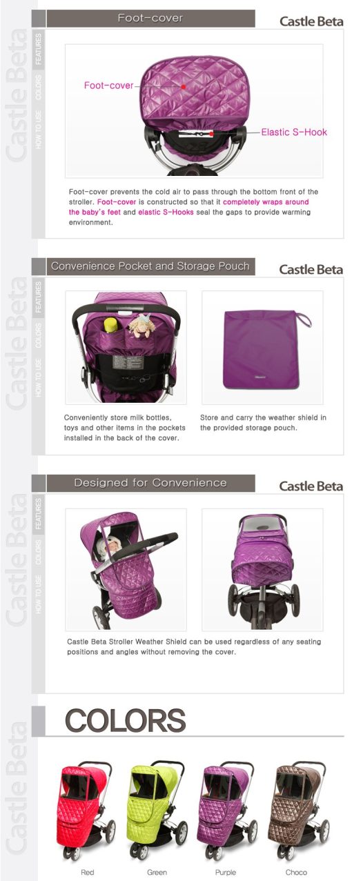Manito Castle Beta Protector de Clima para Cochecito (Morado) - Imagen 5