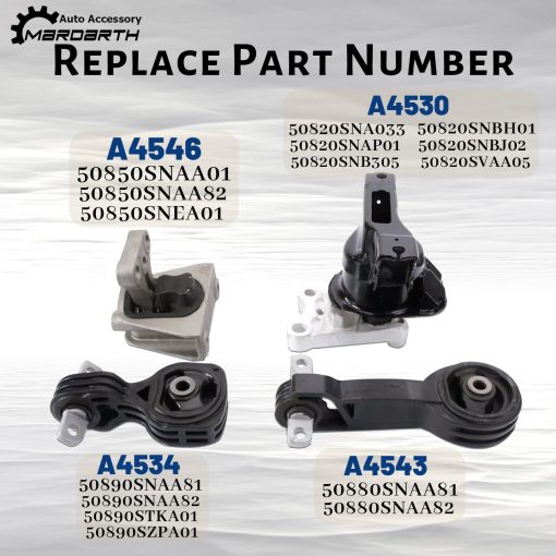 Juego de 4 soportes de motor y transmision compatibles con Honda Civic 1.8l 2006/2007/2008/2009/2010 Transmision Automatica, Reemplaza # A4530, A4534, A4546, A4543 - Imagen 3