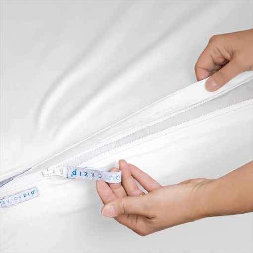 Sabana Ajustable QuickZip - Incluye 1 Base de Sabana Ajustable y 2 Sabanas con Cierre - Facil de Cambiar, No Se Saldra - Tamano Calking - Sabana Ajustable de Algodon Saten 400 TC - Bolsillos Profundos de 17.5" Calking - Blanco - Imagen 2
