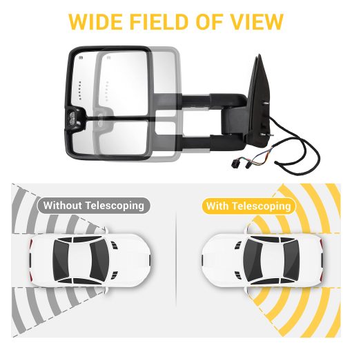 Espejos de remolque para 1999 2000 2001 2002 Chevy Silverado Suburban Tahoe GMC Sierra Yukon con vidrio electrico luz de giro flecha calentada lampara de respaldo extensible par - Imagen 7