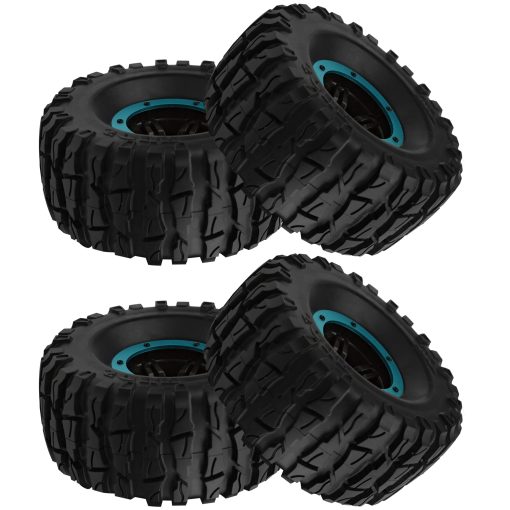 Llantas de Goma Inflables de 2.2" de Diametro Externo 135mm y Buje Hexagonal de 12mm de Plastico Compatible con Ejes Axiales SCX10 Tamiya CC01 TF2 Traxxas 1/10 Monster Truck Crawler (Azul) - Imagen 5