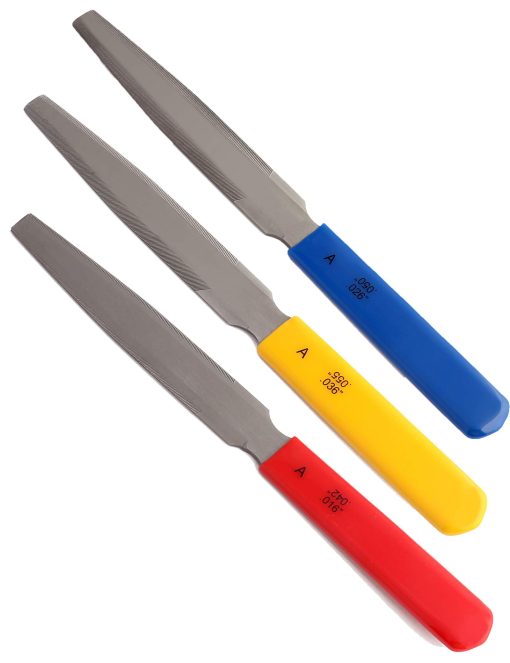 Juego de Limas de Ranurado de Tuerca Doble Filo en Tapered Rubatone Juego de Limas de Ranurado de Tuerca para Guitarra Acustica Herramientas de Luthier Set de 3Pcs.