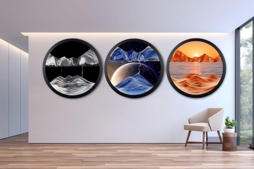 Decoracion de Arte de Arena en Movimiento de 24'', Pintura de Arena en 3D Giratoria 360? Montada en la Pared de Artesania de Vidrio 3D Mar Profundo Decoracion Relajante de Arte de Arena Liquida en Movimiento Regalo para el Hogar Oficina - Imagen 3