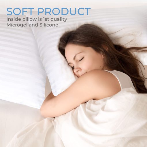 Paquete de 10 Almohadas de Lujo para Cama Queen, Almohadas para Dormir con Funda de Algodon, Almohadas de Hotel en Gran Cantidad para Durmientes de Lado, Espalda y Estomago, Juego de Almohadas de Microfibra Alternativa Suave Lavable, Set de 10 - Imagen 3