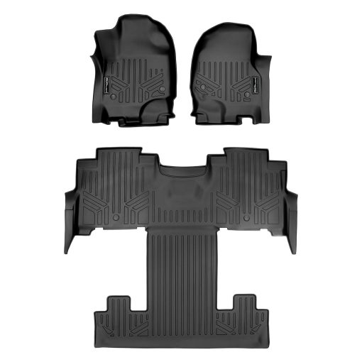 Juego de alfombrillas MAXLINER de 3 filas en negro compatible con Expedition/Navigator 2018-2022 con asientos de segunda fila tipo cubo (Incl. Max y L)