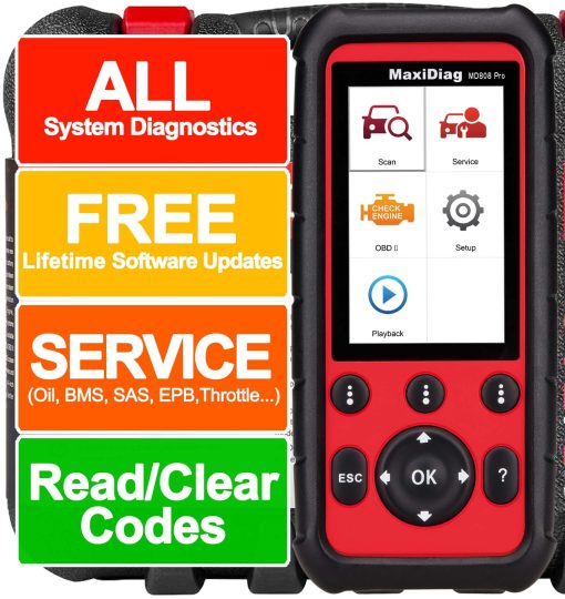Autel MaxiDIAG MD808 Pro Escaner de diagnostico de todos los sistemas OBD2, Lector de codigos 2024, Avanzado MD808 MD806 MD802 AL329 AL529 AL629, Lectura/Borrado de codigos, Restablecimiento de aceite/BMS/EPB/SAS, Datos en vivo, Lite de MX808 MK808